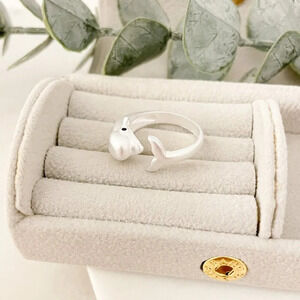 925 Sterling Silver Dolphin Ring Fish Ring Animal Ring Cool Unique Matte Ring